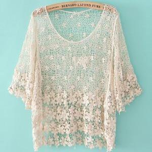 Fashion Crochet Hollow Shirtaa A 071133