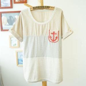 Crochet Stitching Small Fresh Female T-shirt A..