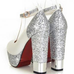 Thick With Sequins For Women's Shoes..