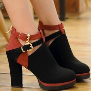 Casual Mixed Colors With Thick Heels Bcbcbe