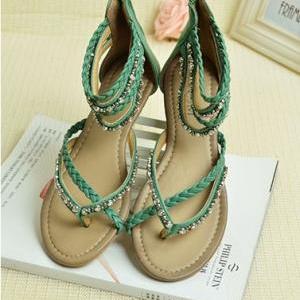 Clip Toe Hollow Out Diamond Flat Shoes BCBDBJ on Luulla