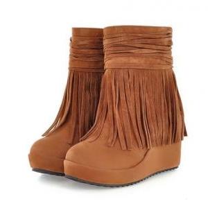 Frosted Fringed Boots Bbbhbb