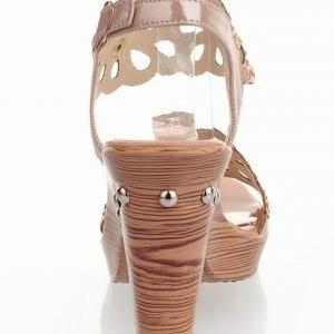 Hollow Diamond Shoes Waterproof High-heeled..