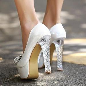 Shiny Diamond Bow Heels