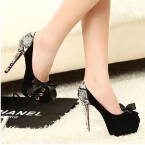 High-heeled Shoes With Thin Bow Shoes