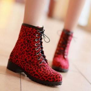 Leopard Lace Martin Boots Casual Cotton Boots