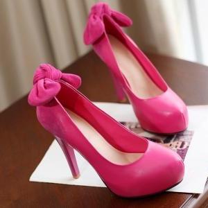 Bow Leather High Heels