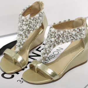 Summer Fashion Handmade Beaded High-heeled Sandals..