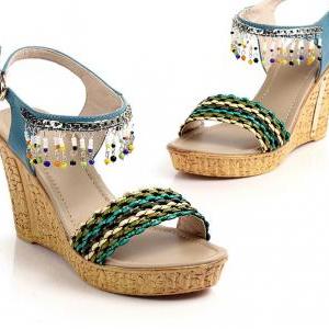 Fashion Handmade Beaded High-heeled Shoes..
