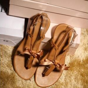 Leather Bow Sandals Afbec