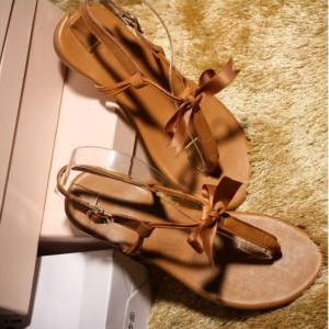 Leather Bow Sandals Afbec