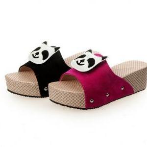 Open-toe Panda Platform Flip-flop Sandals