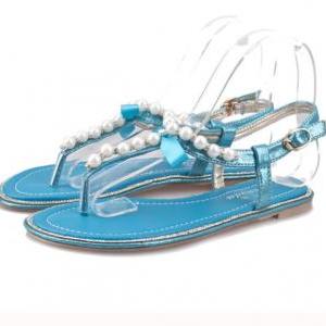 Fashion Bow Beaded Flat Sandals Ss05162sh