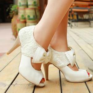 Fashion Lace Big Bow High-heeled Sandals Ss05223sh
