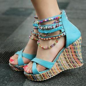 Summer Fashion Sandals Beaded High-heeled Sandals..