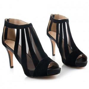 Satin Matte Leather Fashion Sandals High Shoes..