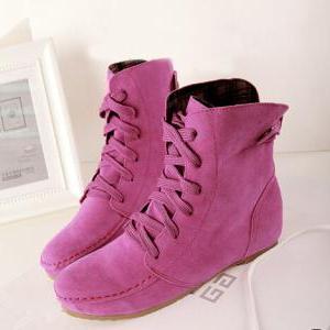 Candy-colored Flat Shoes Fashion Knight Boots..