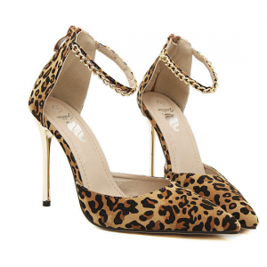 Leopard Metal Pointed High-heeled Shoes Zx1014dj