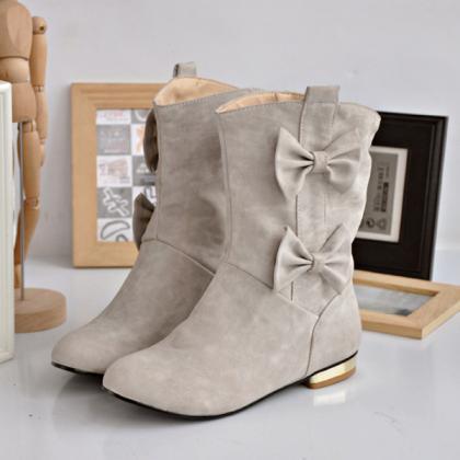 Round Sleeve Casual Shoes Bow Shoes Qq1208ca