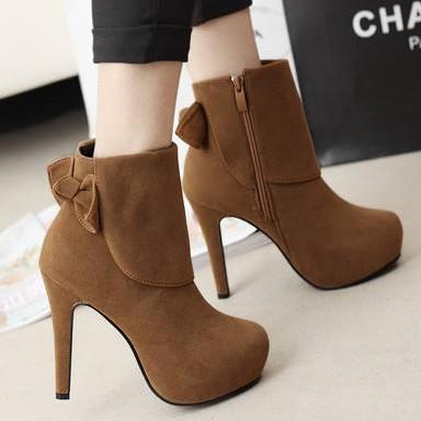 Bow Ladies High-heeled Boots Kl0114e