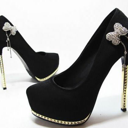 Rounded Toe Suede Stiletto High Heel Pumps With..