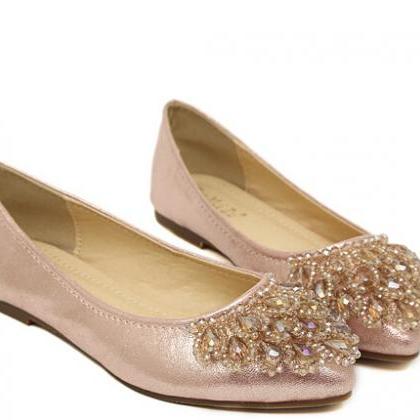 Peacock Crystal Beaded A Pointed Flat Shoes 2011ll