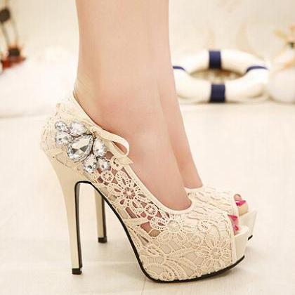 Sexy Lace Hollow Fish Head Shoes 6547gh