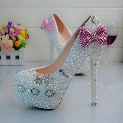 Round Diamond Heeled Wedding Shoes 6210945