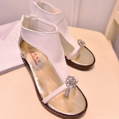 Fashionable Gem Diamond Flat Sandals 1608448