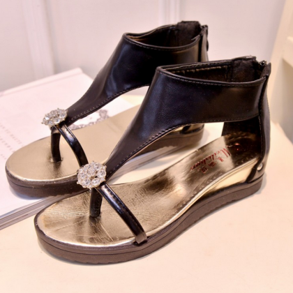 Fashionable Gem Diamond Flat Sandals 1608448