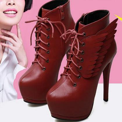 Fashion Wings Waterproof High-heeled Boots 9355620
