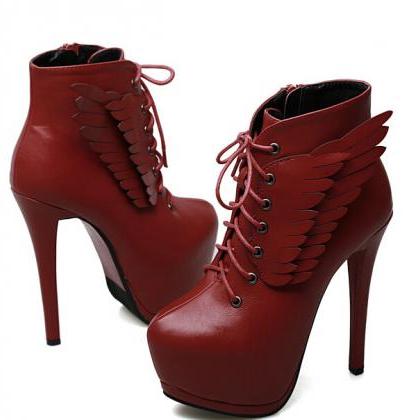 Fashion Wings Waterproof High-heeled Boots 9355620