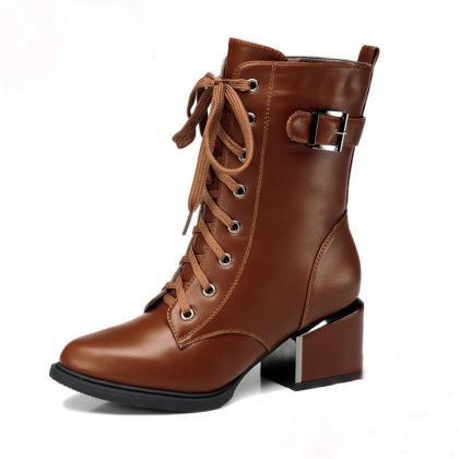 Fashion Leather Zipper Boots 8105493