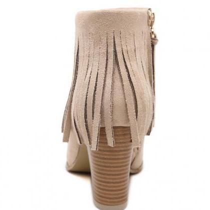 Fashion Tassels Pointed Martin Boots High Heels..