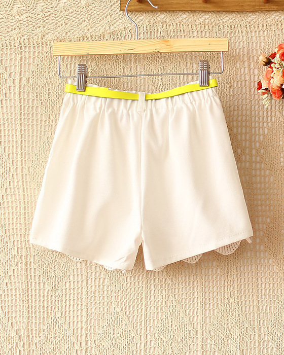 Candy -colored Crochet Stitching Waist Straight Casual Shortsaa A ...