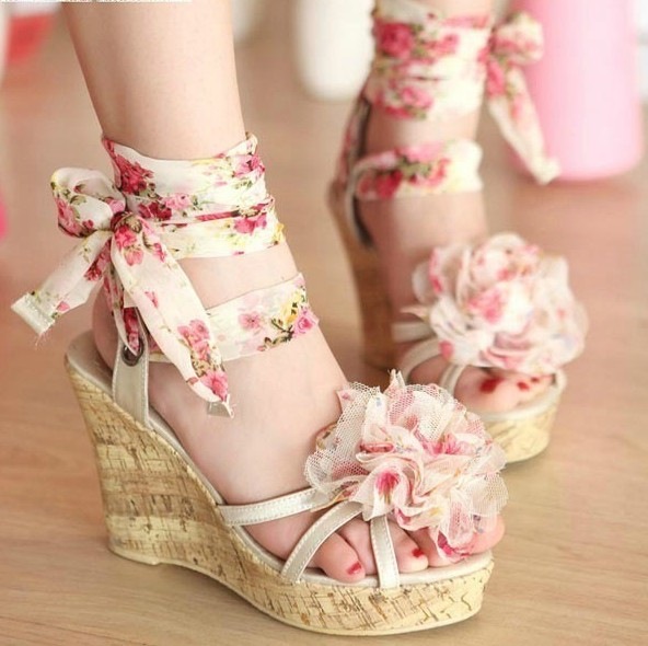 Ribbon Flower Sandals