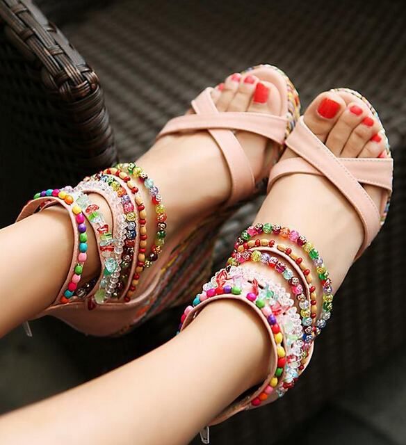 Summer Fashion Sandals Beaded High-heeled Sandals Ss05233sh