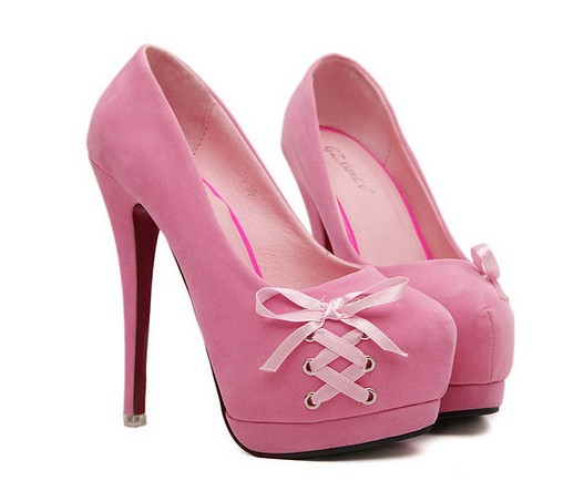 Pink Bow Knot Design High Heels