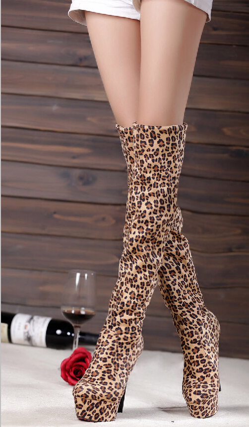 leopard knee high boots