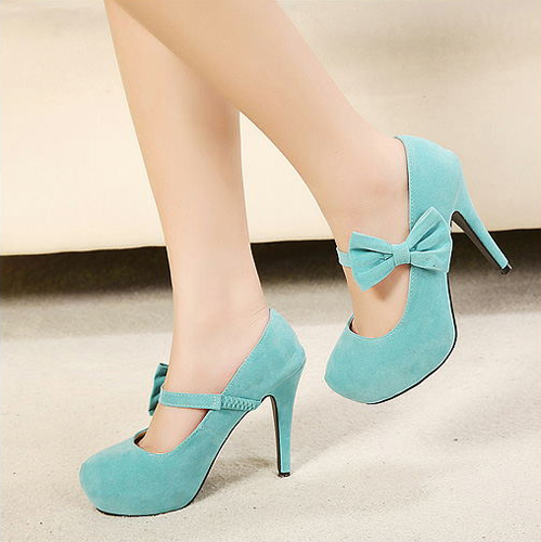 Fashion Round Head With Bow Thin High Heels Shoes For Lady Kms25yr