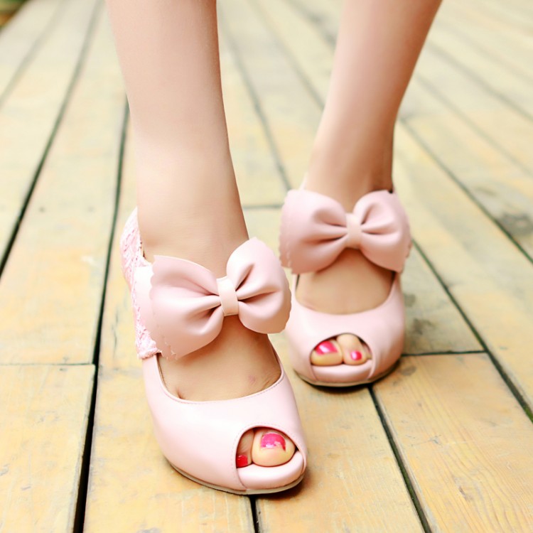 Lace Bow High Heels 8461xm on Luulla