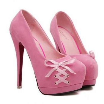 Pink Bow Knot Design High Heels on Luulla